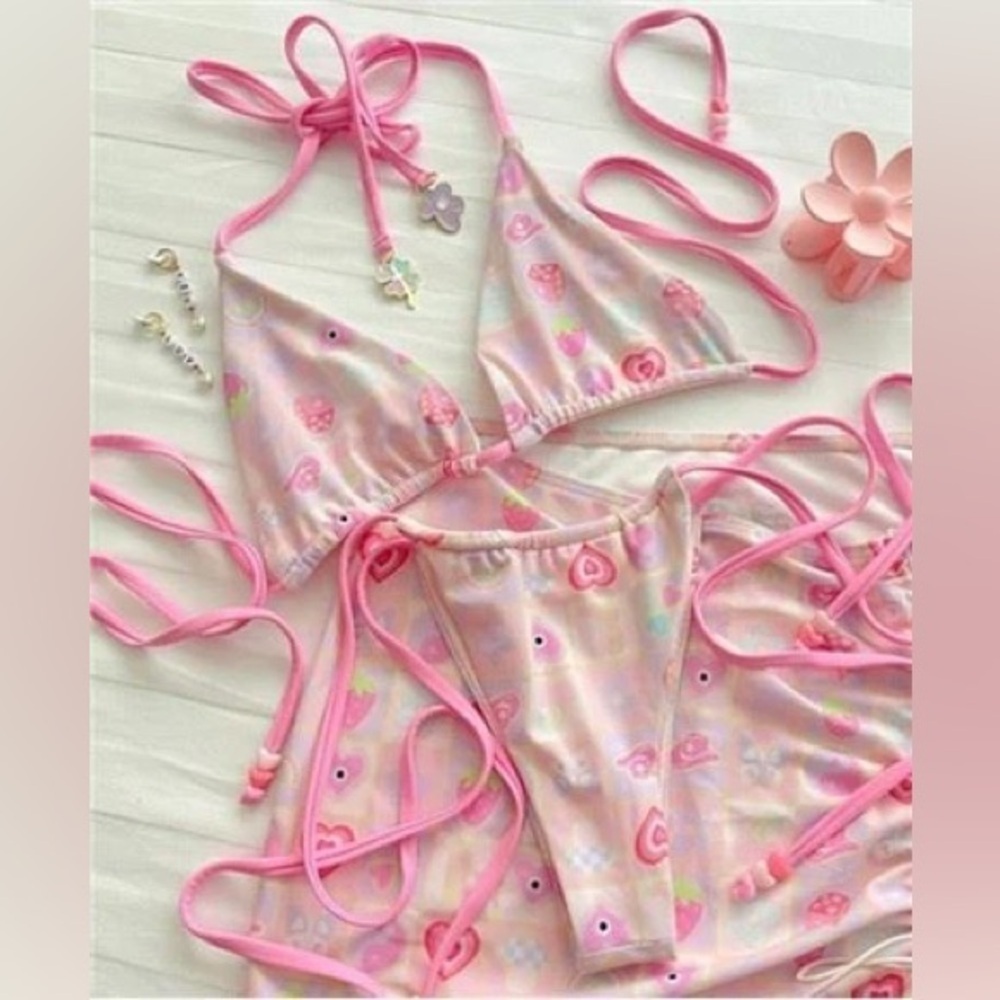 Blackbough Swim x Frazier Sterling bikini set lucky girl hearts bottoms cheeky